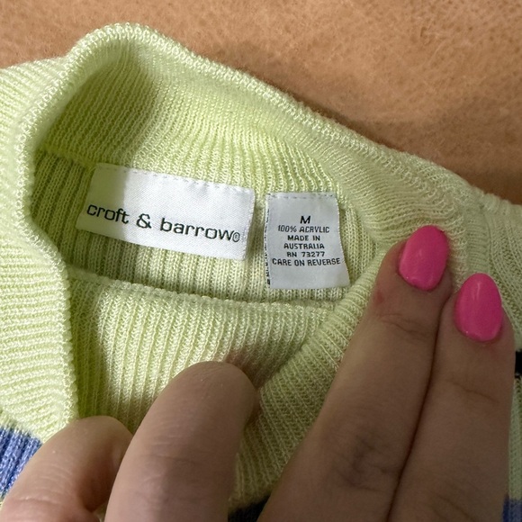 Croft & Barrow Striped Mock Neck Sweater Lightweight Women’s Size Medium - Picture 4 of 5